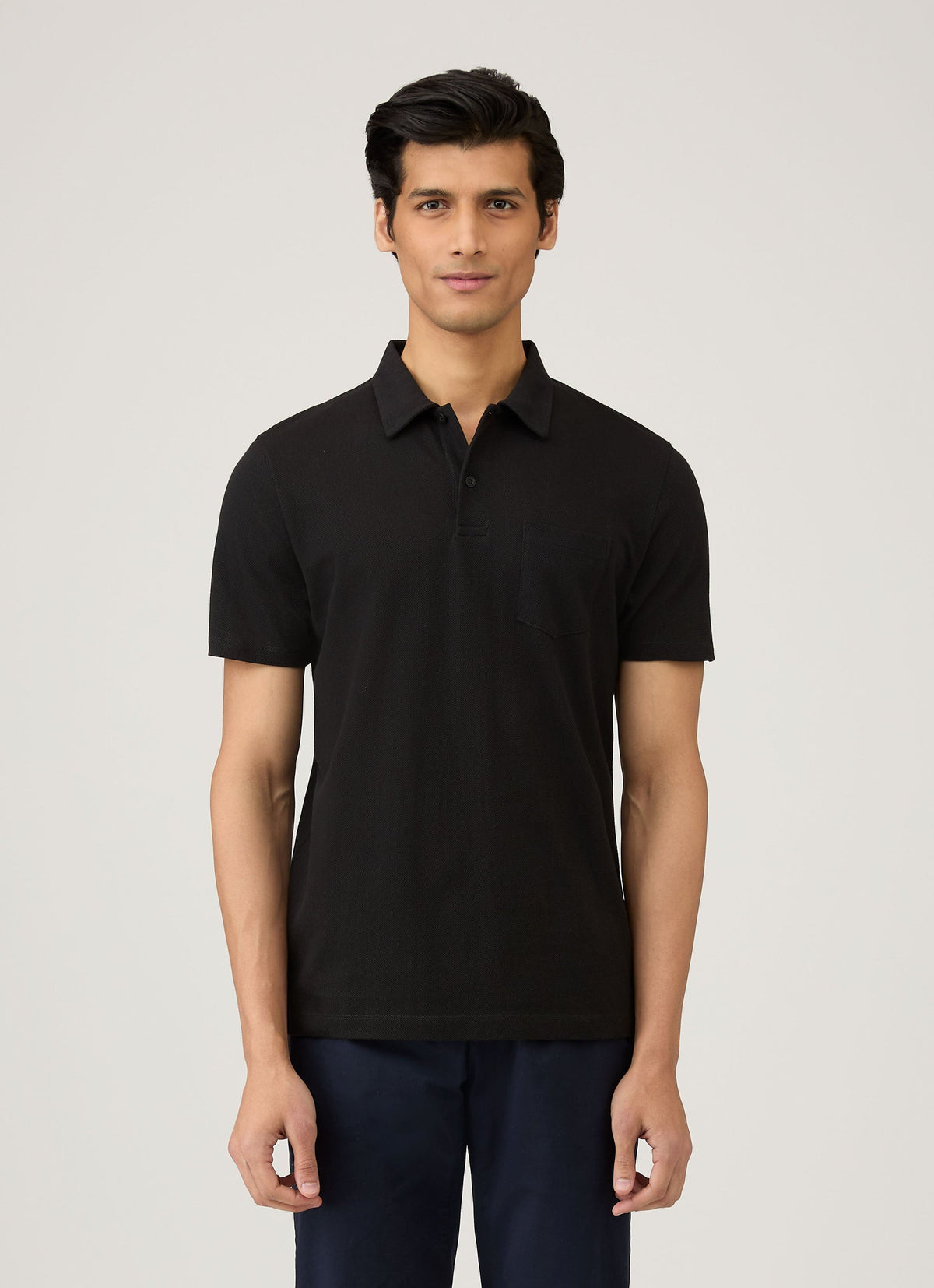 Sunspel Men's Riviera Polo Shirt in Black