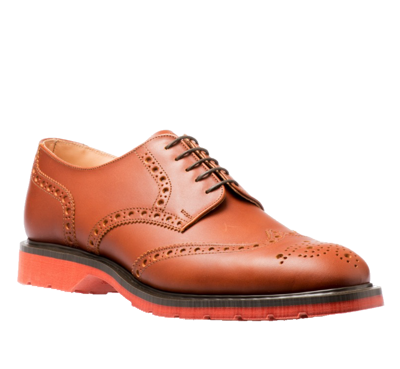 Solovair 5 Eye Gibson Brogue Brown Red Sole
