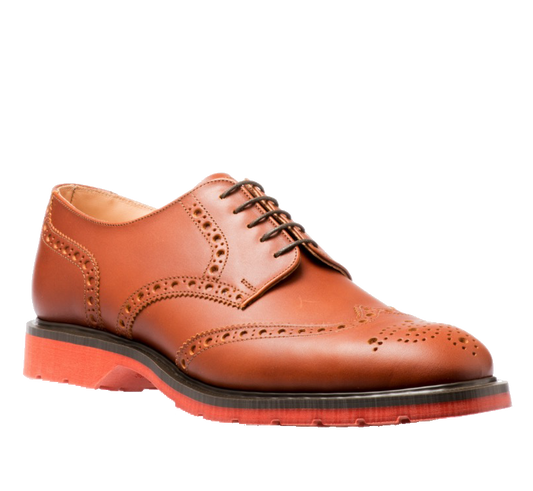 Solovair 5 Eye Gibson Brogue Brown Red Sole
