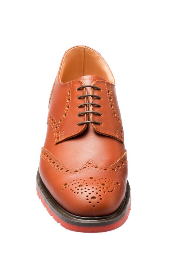 Solovair 5 Eye Gibson Brogue Brown Red Sole