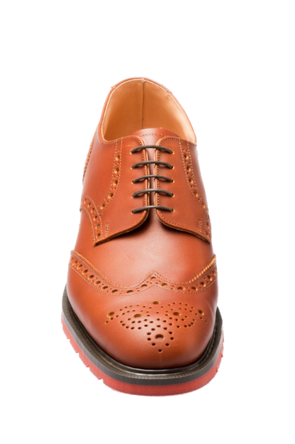 Solovair 5 Eye Gibson Brogue Brown Red Sole