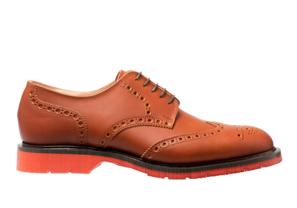 Solovair 5 Eye Gibson Brogue Brown Red Sole