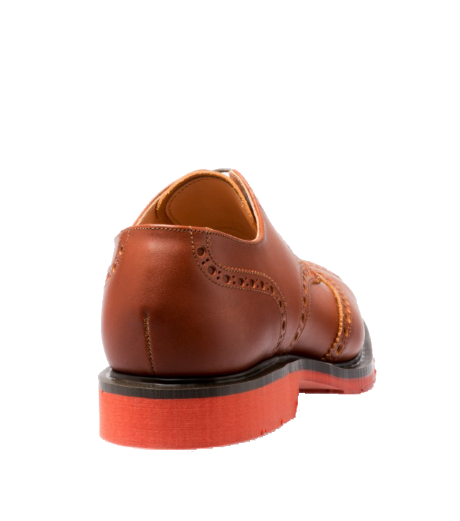 Solovair 5 Eye Gibson Brogue Brown Red Sole
