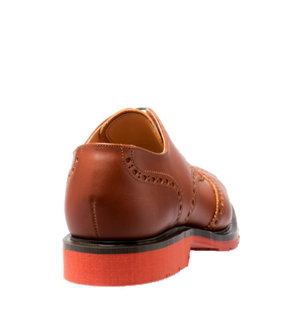 Solovair 5 Eye Gibson Brogue Brown Red Sole