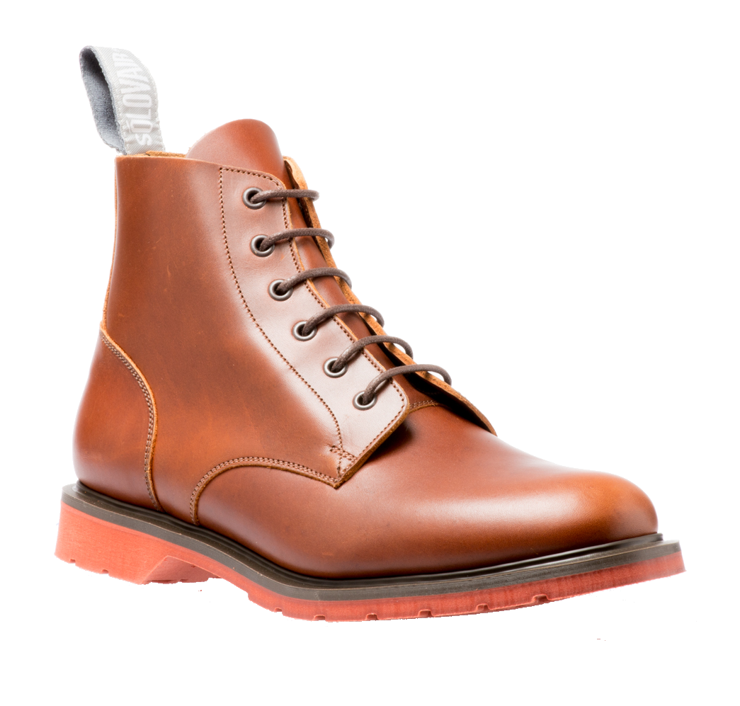 Solovair 6 Eyelet Derby Boot Brown Red Sole