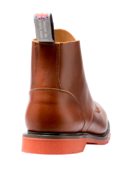 Solovair 6 Eyelet Derby Boot Brown Red Sole