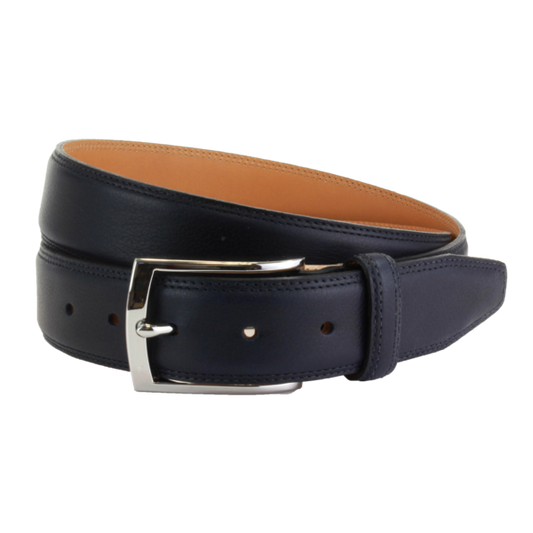 The British Belt Company Stanley Formal Leather Belt Navy