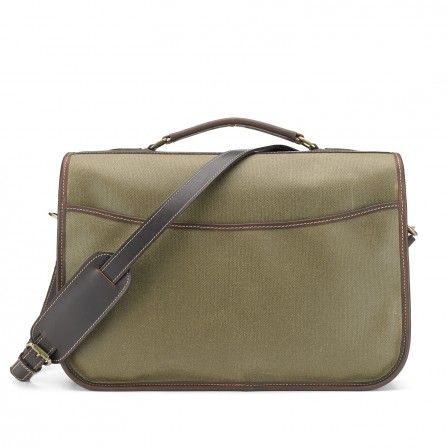 Tusting Clipper Satchel Lichen Waxed Canvas With Sundance Leather Trim