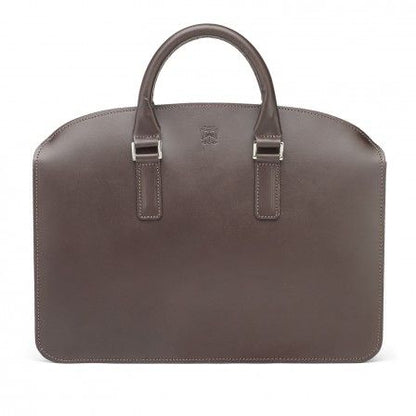 Tusting Henley Leather Zip Top Briefcase Dark Brown Bridle