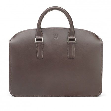 Tusting Henley Leather Zip Top Briefcase Dark Brown Bridle