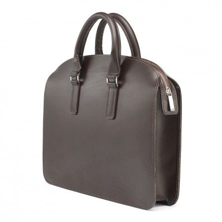 Tusting Henley Leather Zip Top Briefcase Dark Brown Bridle