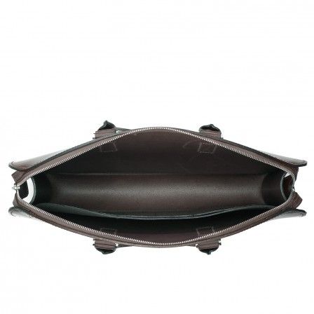 Tusting Henley Leather Zip Top Briefcase Dark Brown Bridle