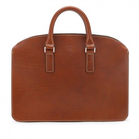 Tusting Henley Leather Zip Top Briefcase Tan Bridle