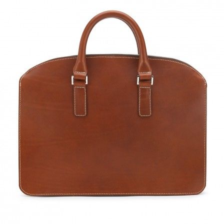 Tusting Henley Leather Zip Top Briefcase Tan Bridle