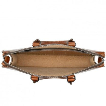 Tusting Henley Leather Zip Top Briefcase Tan Bridle