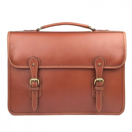 Tusting Wymington Briefcase Tan Miret Bridle Leather