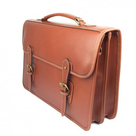Tusting Wymington Briefcase Tan Miret Bridle Leather