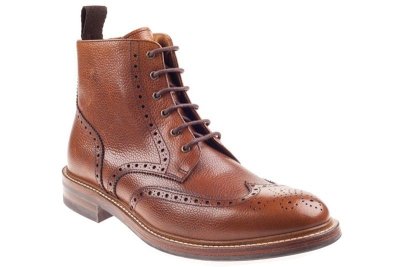 John White Bourton 6 Eye Brogue Boot Tan Grain