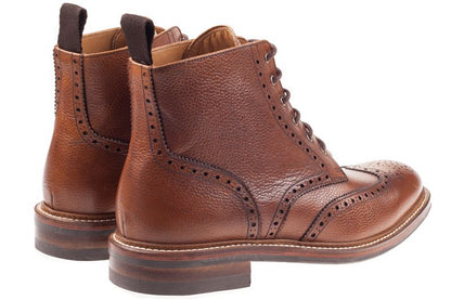 John White Bourton 6 Eye Brogue Boot Tan Grain