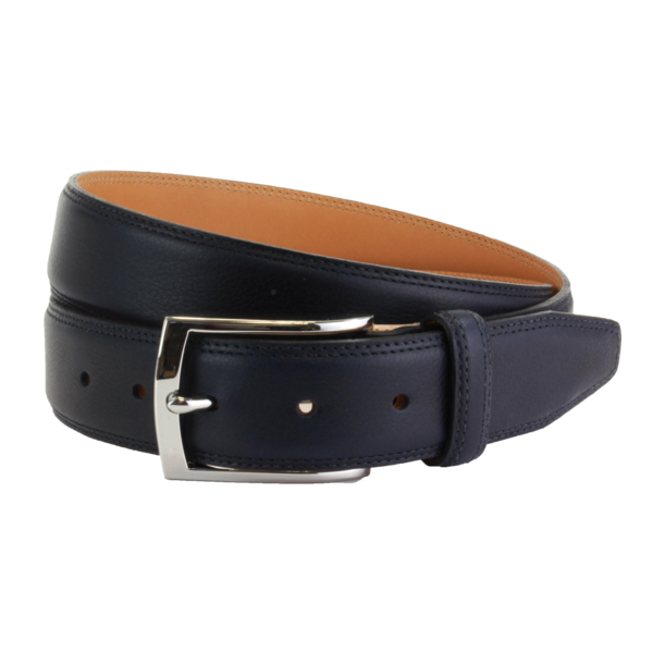 The British Belt Company Stanley Formal Leather Belt In Navy