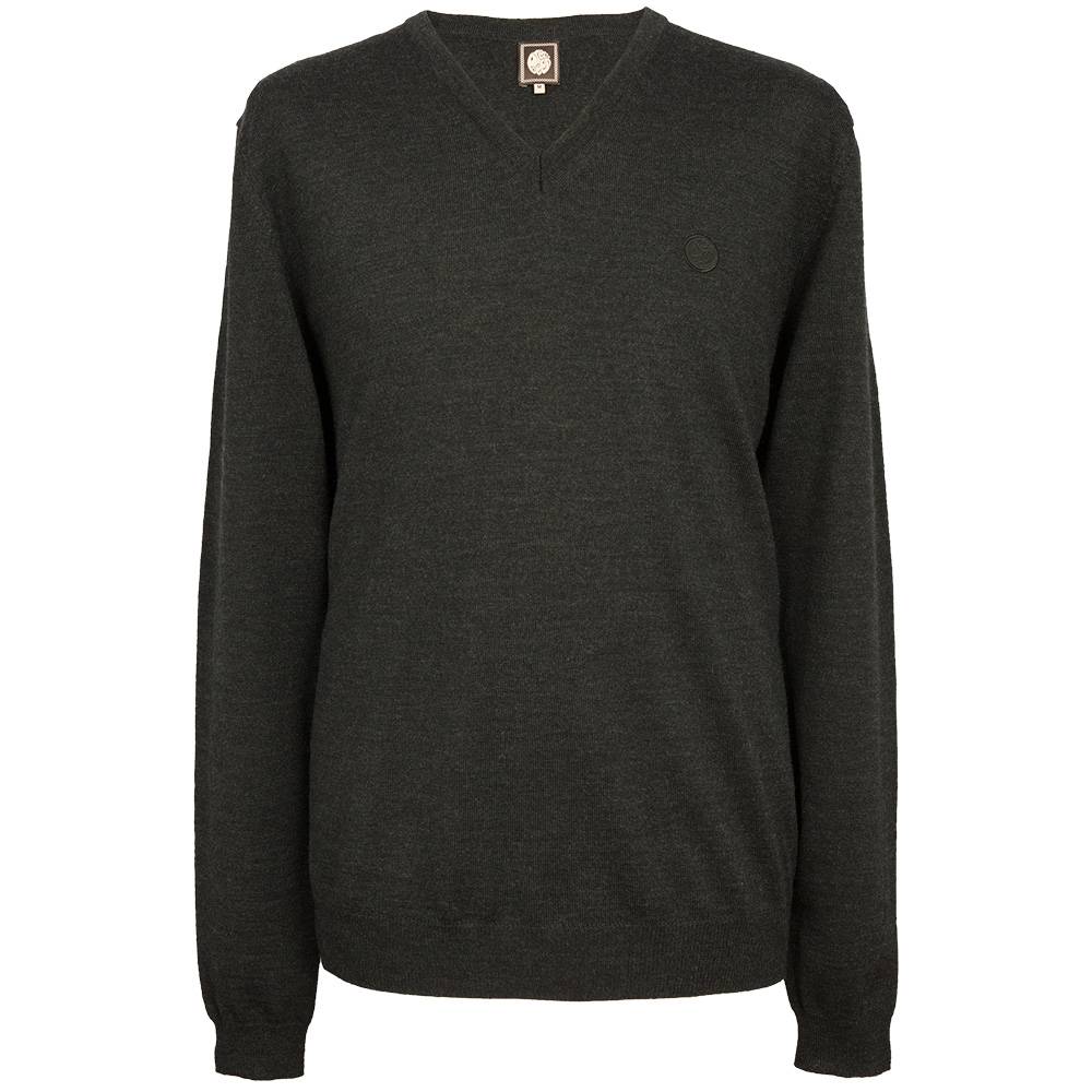 Pretty Green Hanover V Neck Sweater In Charcoal