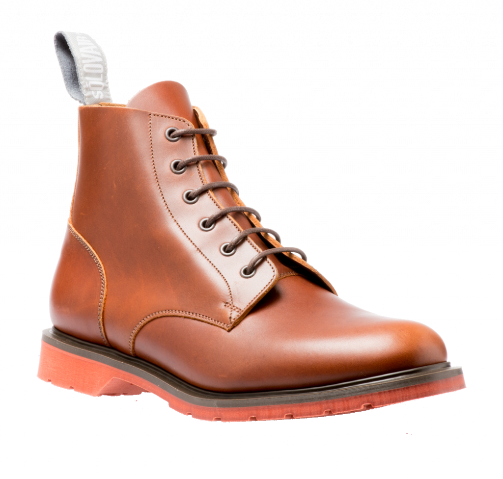 Solovair 6 Eyelet Derby Boot in Brown Red Sole.jpg