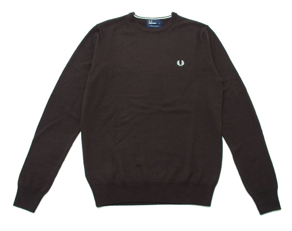 Fred Perry Classic Wool Crew Neck Jumper in Dark Chocolate.jpg