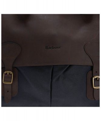 Barbour Wax and Leather Briefcase in Navy