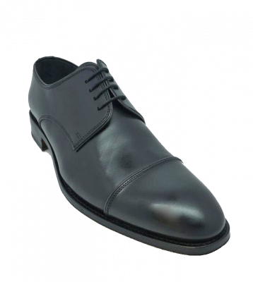 John White Finsbury Capped Lace Up Shoe in Black Calf