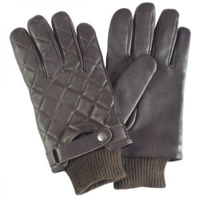 Barbour Quilted Leather Glove In Brown