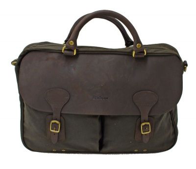 Barbour Wax and Leather Briefcase in Olive