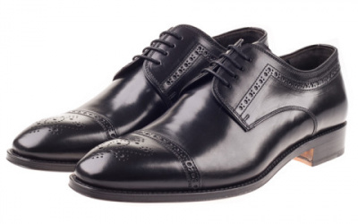 John White Charter Semi Brogue In Black