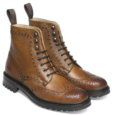 Joseph Cheaney Tweed C Wingcap Brogue Country Boot In Almond Grain Leather